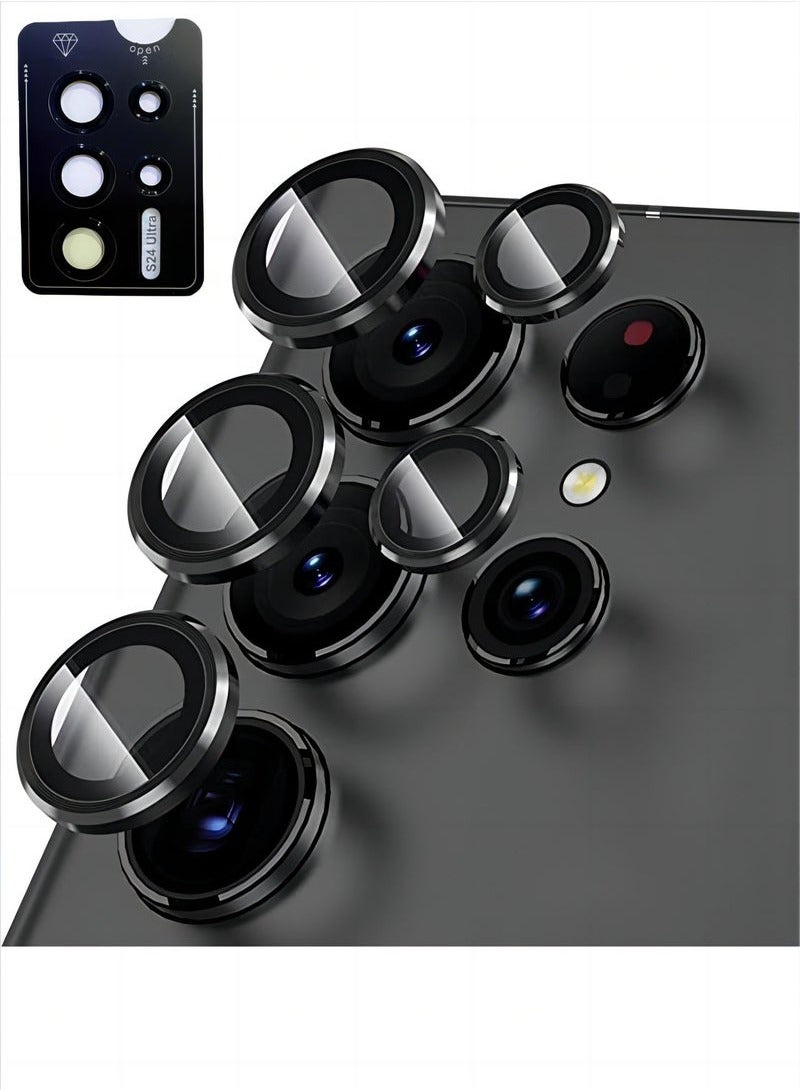 URBBKING Camera Lens Glass Protector With Ring For Samsung Galaxy S24 Ultra - Black  - Image 1