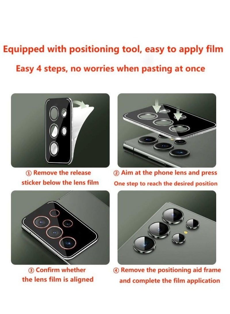 URBBKING Camera Lens Glass Protector With Ring For Samsung Galaxy S24 Ultra - Black  - Image 2