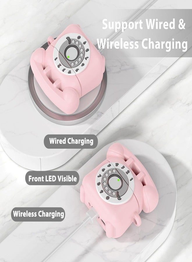 AIRSPO Compatible with Airpods 4 Case 2024 with Cleaner Kit, Retro Phone Design for AirPod 4th Generation Case Cover, Soft Silicone Shockproof Protective Case for Air Pods 4 Cases Cute (Pink) - Image 5