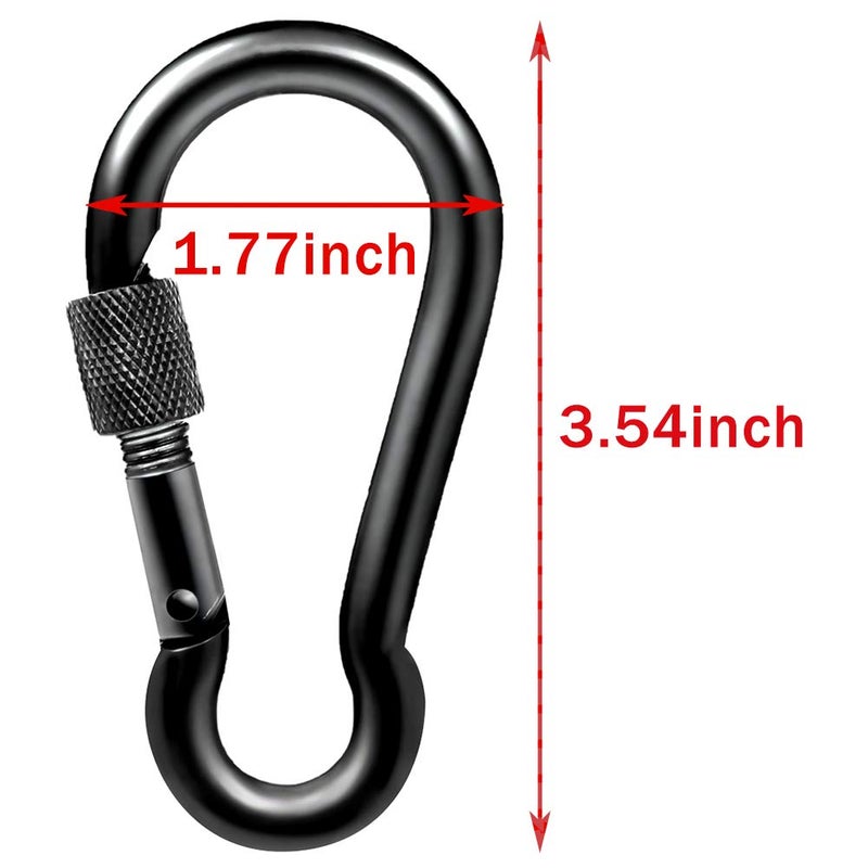 PROND مشابك كارابينر PROND القابلة للقفل، مشابك كارابينر ثقيلة، مشابك كارابينر من الفولاذ المقاوم للصدأ 316 بقفل لولبي (أسود - 2 قطعة) - Image 4