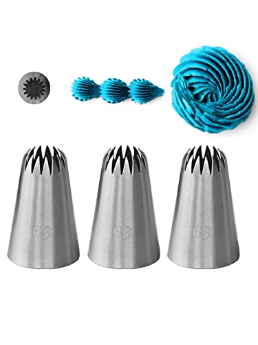 Bmaacye 6B Piping Tip Large,Star Icing Tip 6B for Eclairs,Churros,Meringue,Cake Cupcake Cookie Decorating,3 Pcs - Image 5