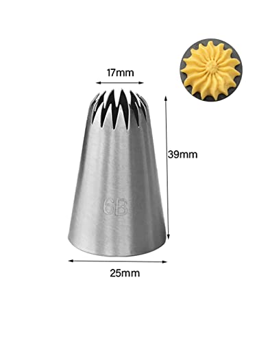 Bmaacye 6B Piping Tip Large,Star Icing Tip 6B for Eclairs,Churros,Meringue,Cake Cupcake Cookie Decorating,3 Pcs - Image 3