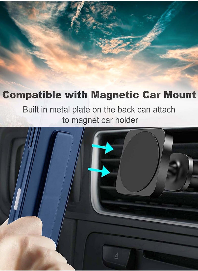 Apple iPhone 16 Pro Max 2024 Hand Grip Foldable Magnetic Kickstand Wrist Strap Finger Grip with Built-in Iron Case Cover - Navy Blue