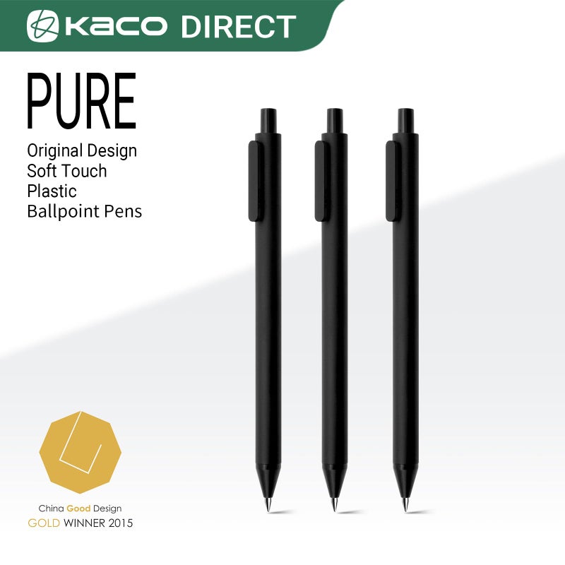 Kaco 10 Pieces Ballpoint Pens PURE, Black Ink, 1.0 mm Medium Point, 10 Count Pack Pens Retractable Journaling Office Supplies - Image 2