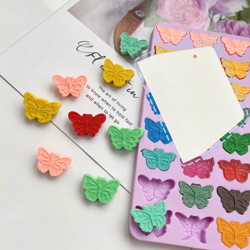 Tadonyny Mini Butterfly Silicone Molds for Chocolate Gummy Candy, Butterfly Mint Molds Ice Cube Molds with Scraper (butterfly) - Image 5