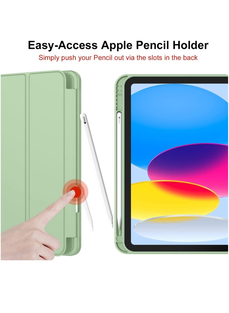 ELTRAZONE New iPad 10.9 Inch Case 2022 (10th Gen) with Pencil Holder - Trifold Stand Smart Case with Soft TPU Back, Auto Wake/Sleep - Matcha Green - Image 2