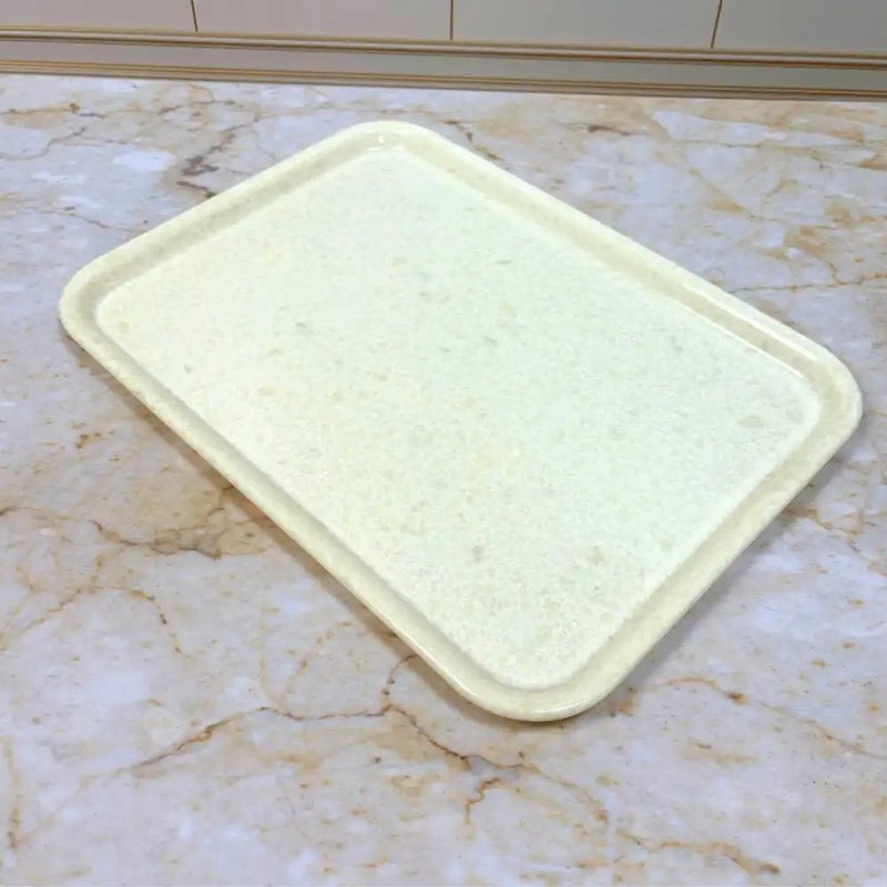 Dynasty Melamine Marble Designed 19 Inch Rectangle Tray- Ivory