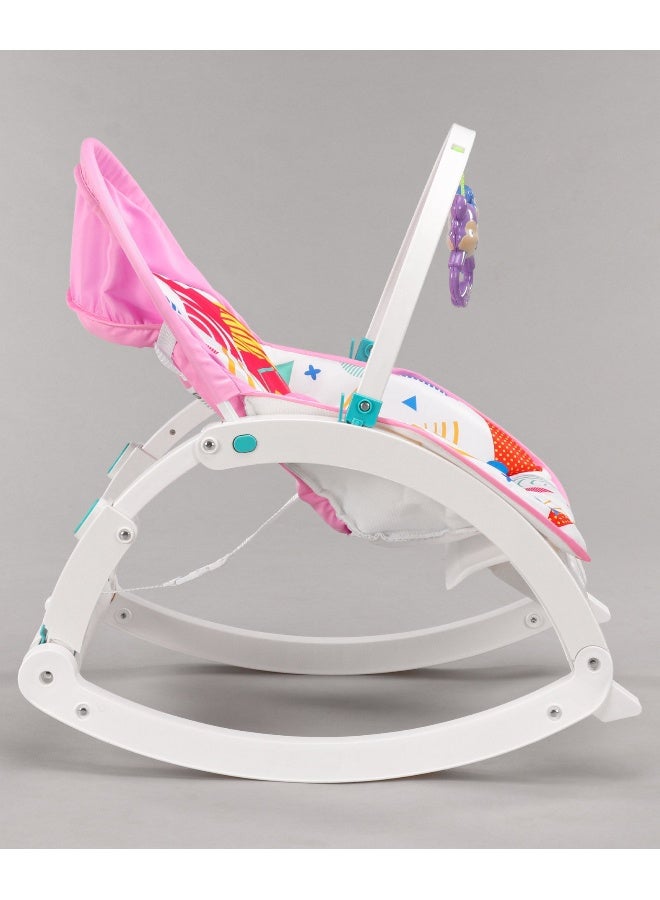 PlayNation Play Nation Portable Baby Rocker With Music, 2-in-1 Design, Adjustable Reclining Seat, Removable Feeding Tray, 0 Month+, 65 x 50 x 62 cm - Pink - Image 3