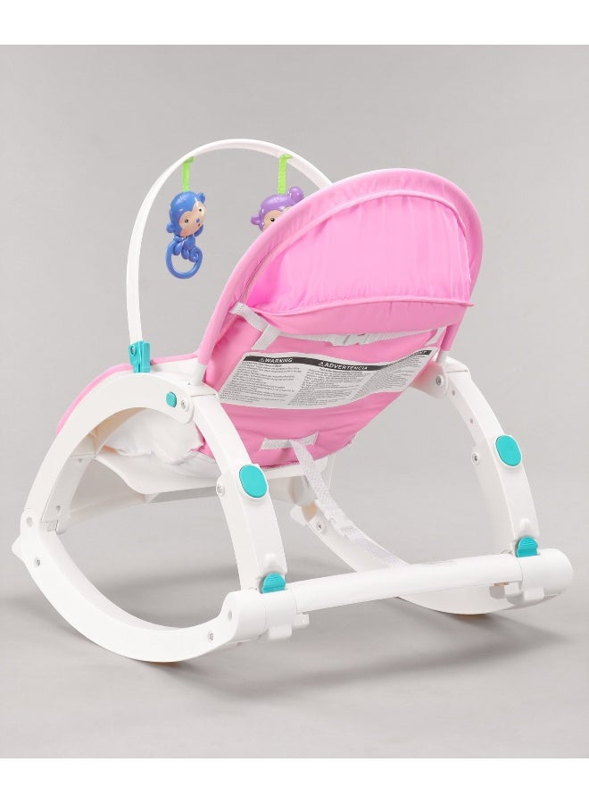 PlayNation Play Nation Portable Baby Rocker With Music, 2-in-1 Design, Adjustable Reclining Seat, Removable Feeding Tray, 0 Month+, 65 x 50 x 62 cm - Pink - Image 4
