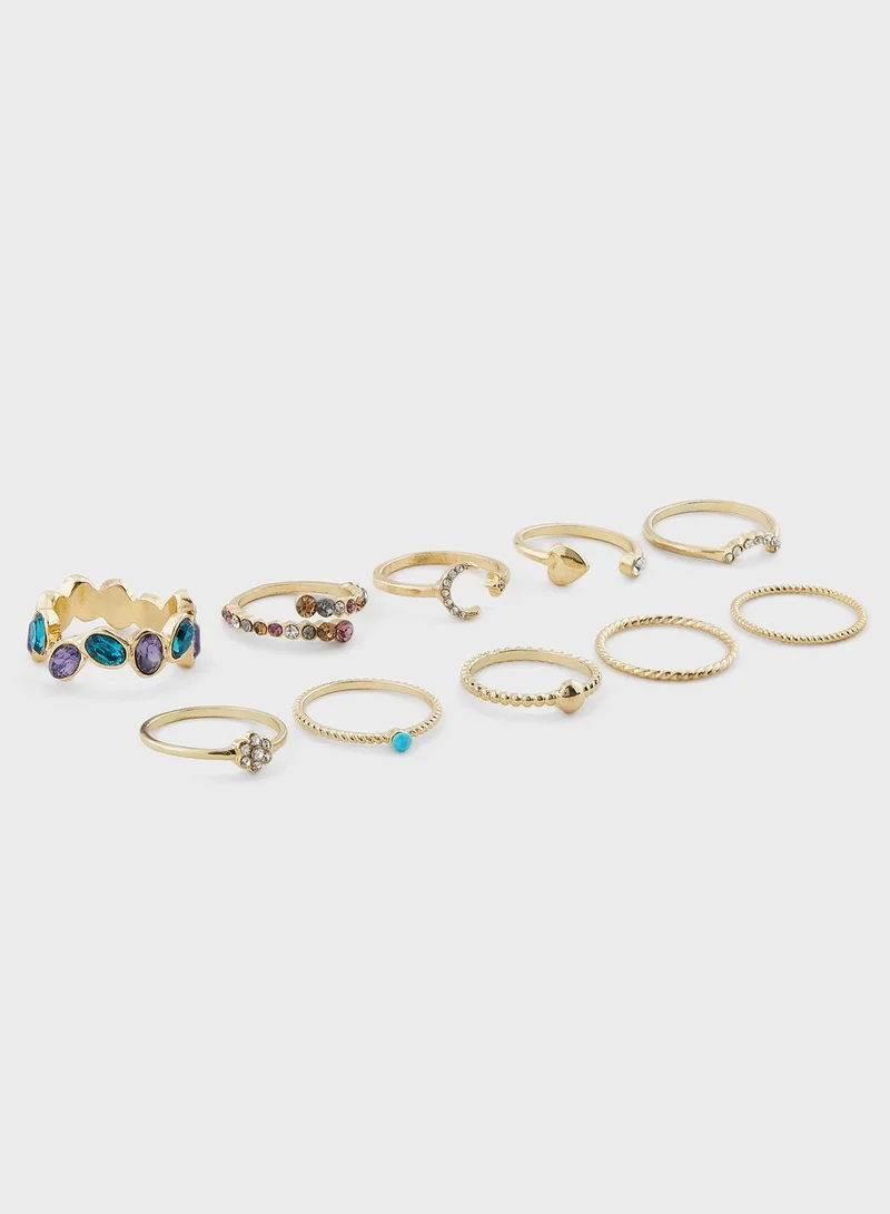 ELLA 10 Pack Celestial Mix Ring  Set