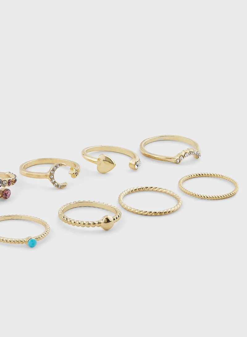 ELLA 10 Pack Celestial Mix Ring  Set