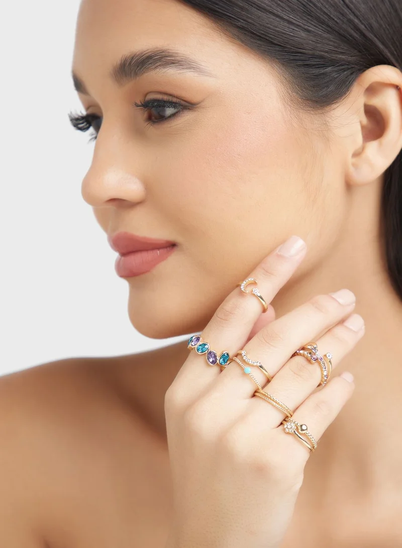 ELLA 10 Pack Celestial Mix Ring  Set