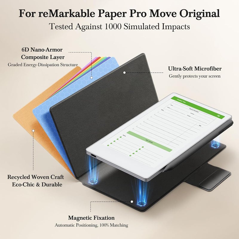 Ayotu Case for Remarkable Paper Pro Move 7.3", 1:1 Fit Smart Cover Folio with Auto Wake/Sleep | Premuin Fabric Cover | Microfiber Lining | Strong Magnet (Textile Gray) - Image 3
