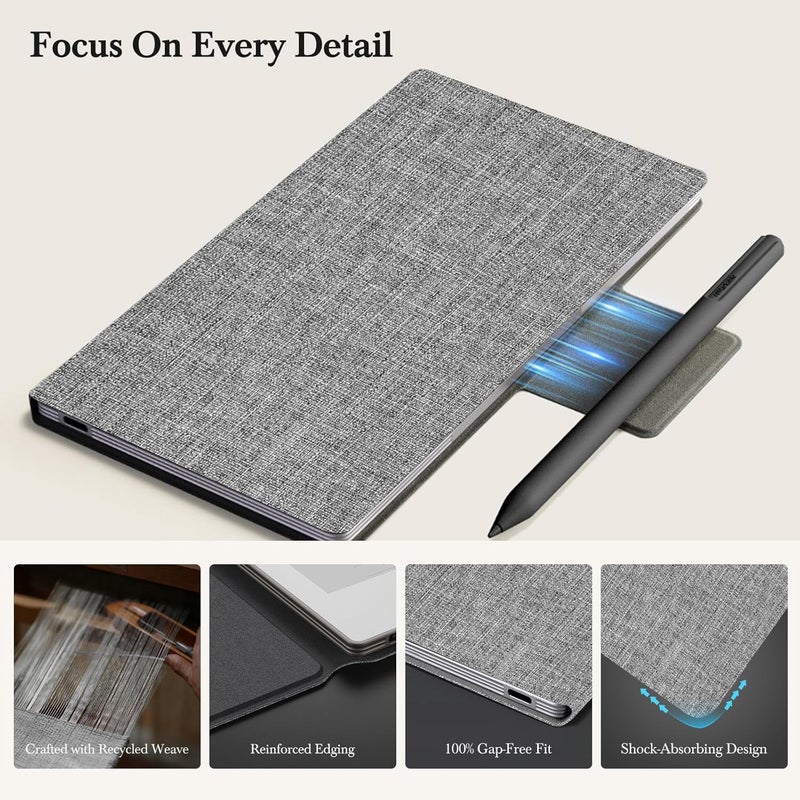 Ayotu Case for Remarkable Paper Pro Move 7.3", 1:1 Fit Smart Cover Folio with Auto Wake/Sleep | Premuin Fabric Cover | Microfiber Lining | Strong Magnet (Textile Gray) - Image 2