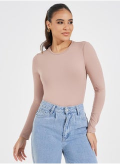 Styli Solid Round Neck Knit Bodysuit  - Image 3