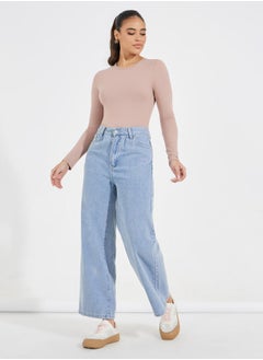 Styli Solid Round Neck Knit Bodysuit  - Image 2