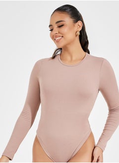Styli Solid Round Neck Knit Bodysuit  - Image 1