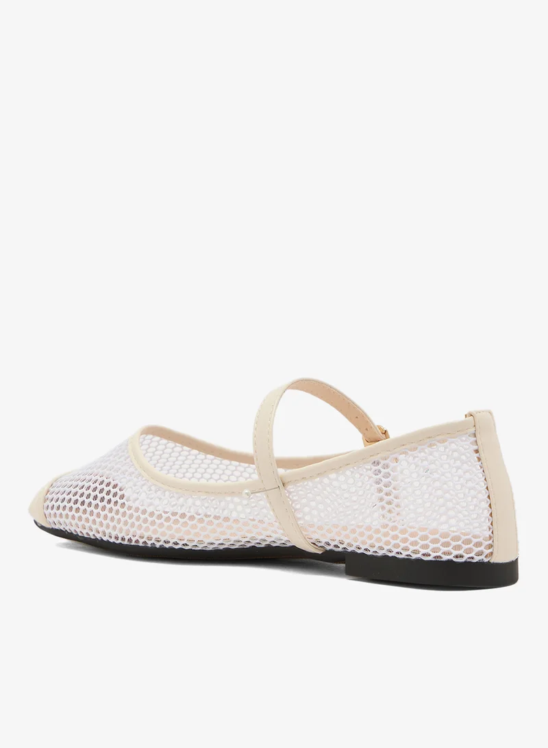 Ginger Off White Mesh Detail Mary Janes for Women | Best Price UAE