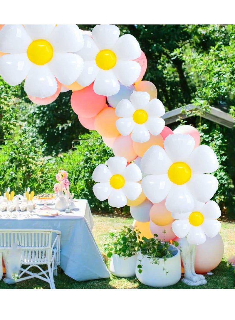 10 Pcs Daisy Balloons, Huge White Flower Aluminum Foil Balloons for Birthday, Baby Shower, Wedding, Daisy Party Decorations Supplies - Image 2