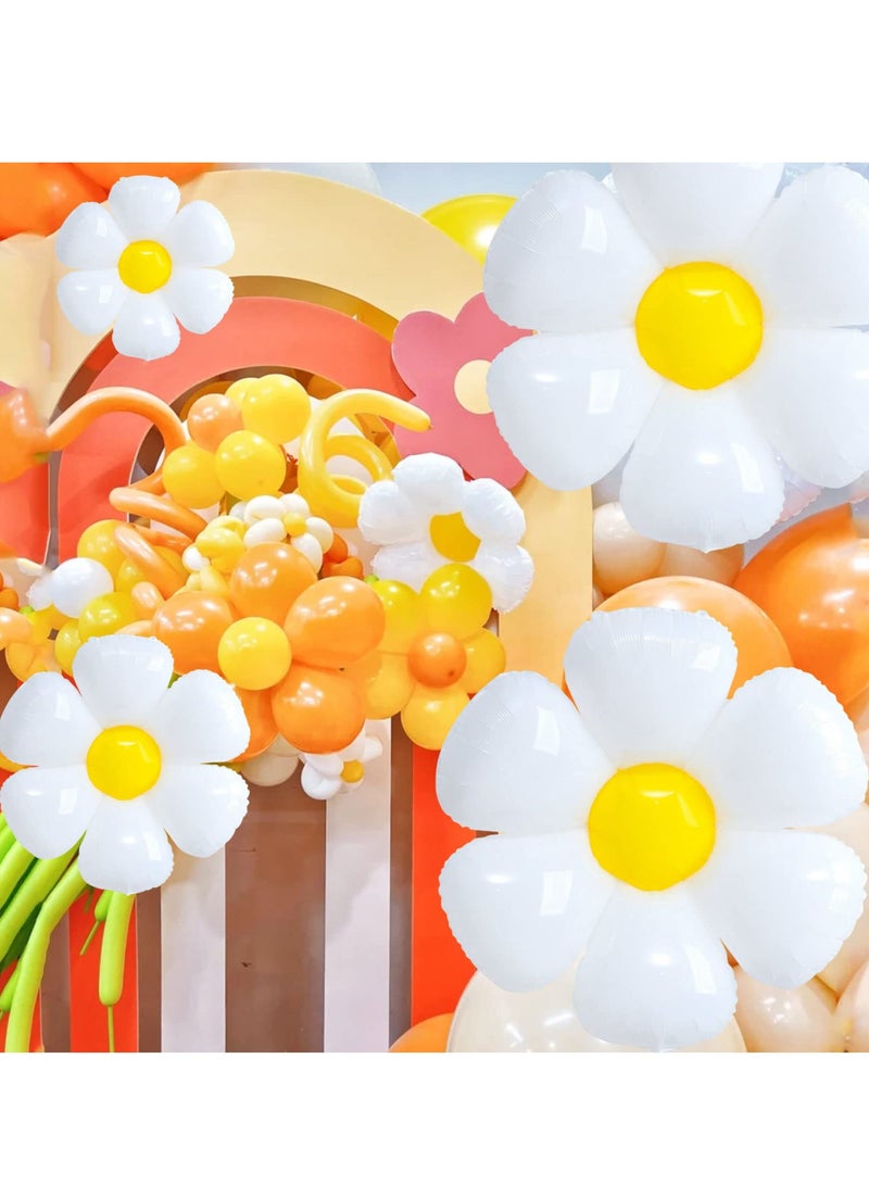 10 Pcs Daisy Balloons, Huge White Flower Aluminum Foil Balloons for Birthday, Baby Shower, Wedding, Daisy Party Decorations Supplies - Image 3