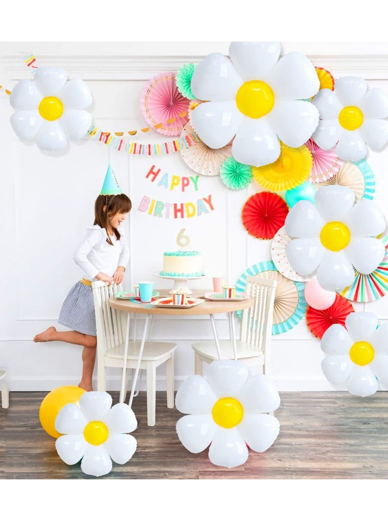 10 Pcs Daisy Balloons, Huge White Flower Aluminum Foil Balloons for Birthday, Baby Shower, Wedding, Daisy Party Decorations Supplies - Image 4