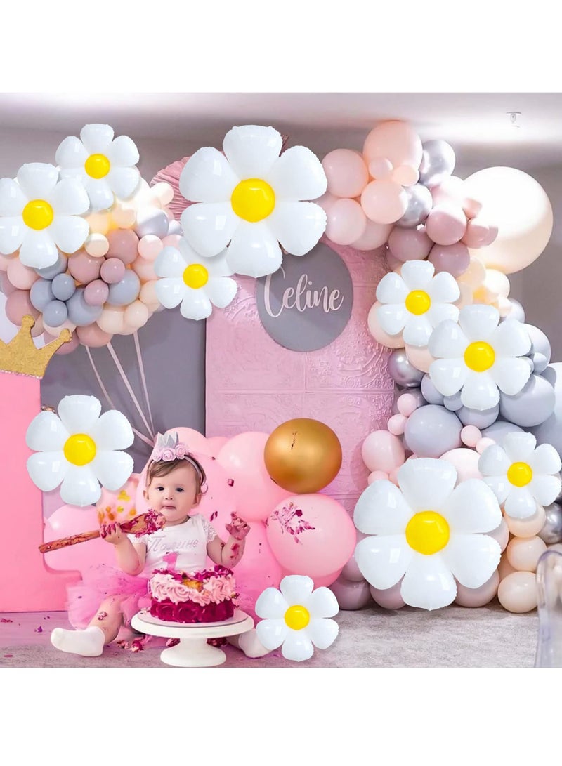 10 Pcs Daisy Balloons, Huge White Flower Aluminum Foil Balloons for Birthday, Baby Shower, Wedding, Daisy Party Decorations Supplies - Image 5