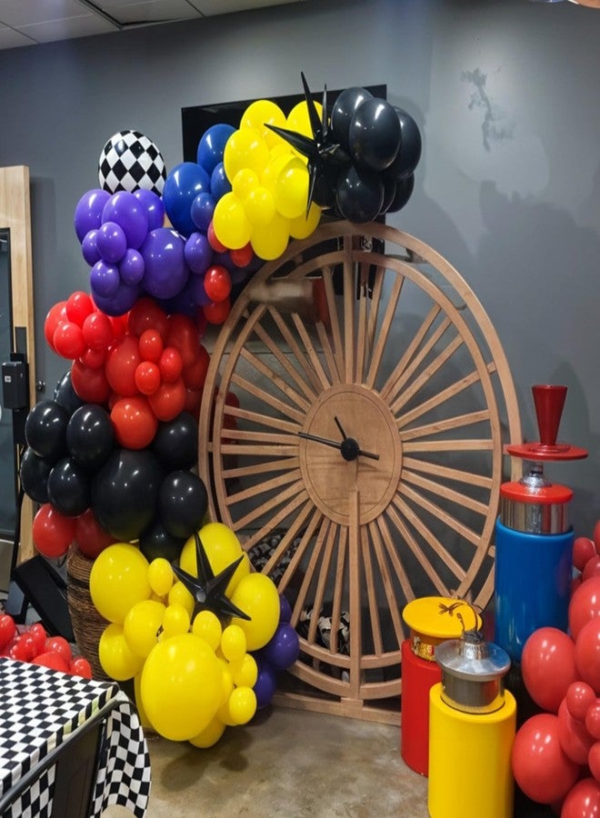 Sowide Red Black Purple Balloon Arch Kit, Dark Blue Purple Black Balloons with Black White Striped Foil Balloons for Boy Party Birthday Baby Shower Graduation Decorations - Image 4