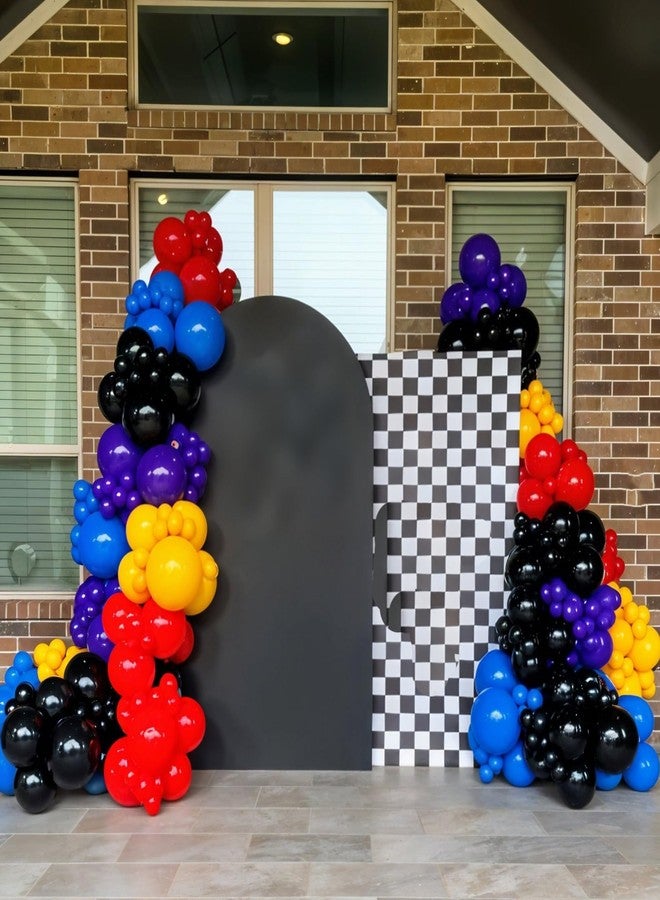 Sowide Red Black Purple Balloon Arch Kit, Dark Blue Purple Black Balloons with Black White Striped Foil Balloons for Boy Party Birthday Baby Shower Graduation Decorations - Image 5