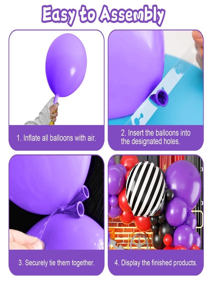 Sowide Red Black Purple Balloon Arch Kit, Dark Blue Purple Black Balloons with Black White Striped Foil Balloons for Boy Party Birthday Baby Shower Graduation Decorations - Image 3