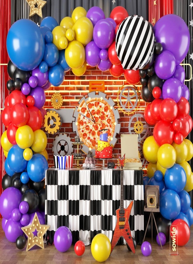 Sowide Red Black Purple Balloon Arch Kit, Dark Blue Purple Black Balloons with Black White Striped Foil Balloons for Boy Party Birthday Baby Shower Graduation Decorations - Image 1