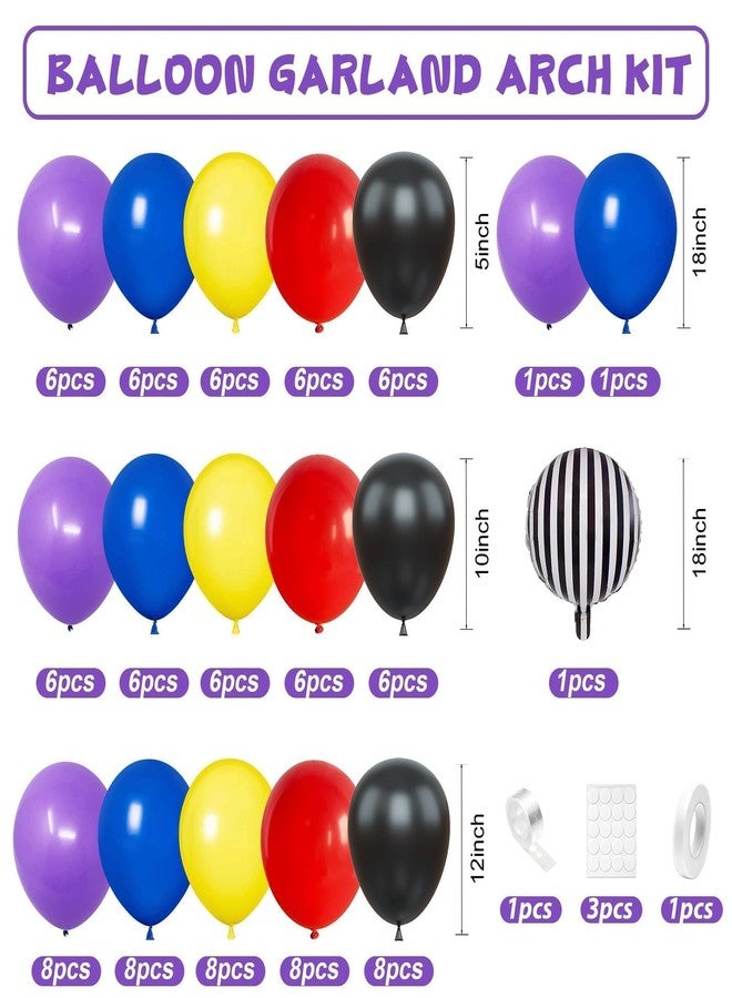 Sowide Red Black Purple Balloon Arch Kit, Dark Blue Purple Black Balloons with Black White Striped Foil Balloons for Boy Party Birthday Baby Shower Graduation Decorations - Image 2