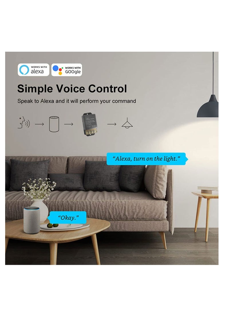SOLARAE WiFi Wireless Smart Light Switch, Work with eWelink 30A Wireless Intelligent Relay, 2.4Ghz Remote Control Light Switch, for Home Appliances Lamps Voice Control Switch, Voice Control Switch - Image 2