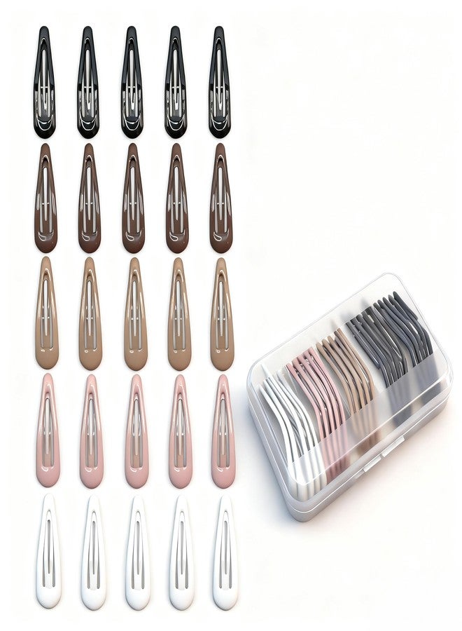 HXIELEC مجموعة مشابك شعر HXIELEC مكونة من 25 مشبكًا على شكل قطرة ماء، مشابك شعر معدنية لامعة غير قابلة للانزلاق للنساء والفتيات، 5 ألوان مع علبة تخزين، إكسسوارات شعر - Image 1