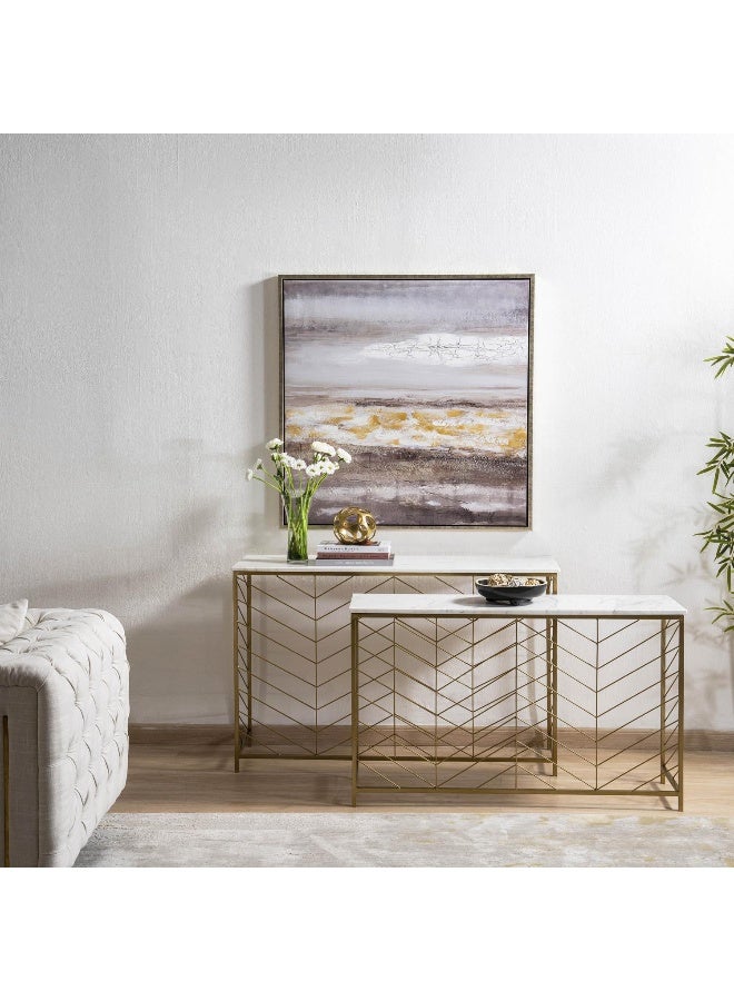 Pan Home Mullan New Console Table Set Of 2 Marble - White And Gold ~ White  - Image 4