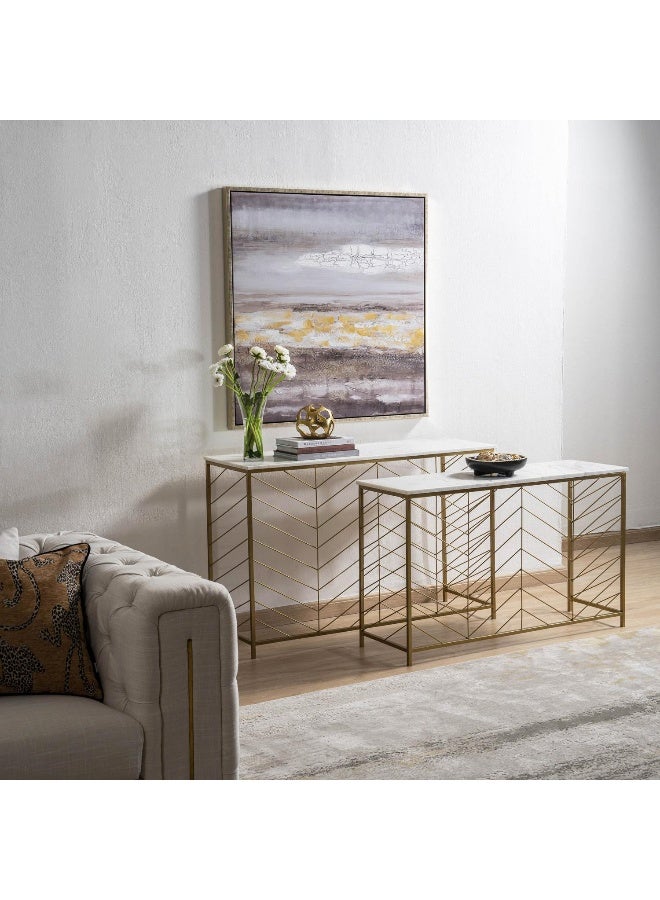 Pan Home Mullan New Console Table Set Of 2 Marble - White And Gold ~ White  - Image 2