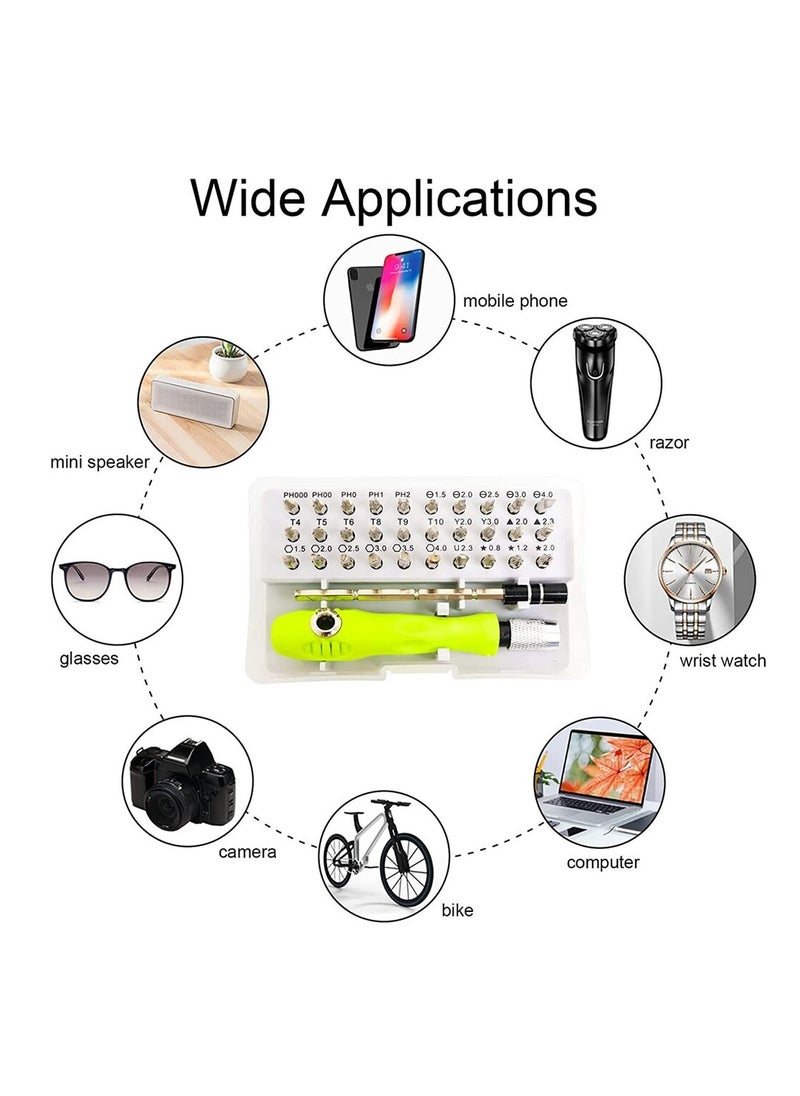 32 in 1 Mini Screwdriver Tool Set Kit with Magnetic Flexible Extension Rod, Precision Bits Screw Driver Set, Computer, Mobile Repairing Tool Kit, Watch Repairing, Laptop Screwdriver Set