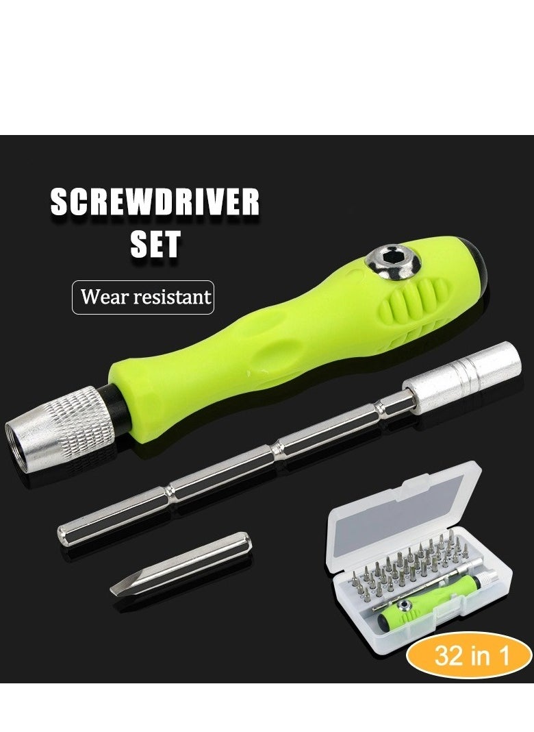 32 in 1 Mini Screwdriver Tool Set Kit with Magnetic Flexible Extension Rod, Precision Bits Screw Driver Set, Computer, Mobile Repairing Tool Kit, Watch Repairing, Laptop Screwdriver Set
