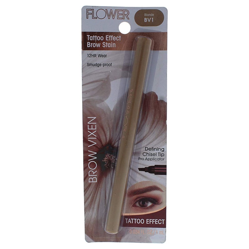 Flower Beauty Flower Beauty Brow Vixen Tattoo Effect Stain  Smudge Proof 12 Hr Wear Eyebrow Makeup with Chisel Tipped Applicator Contains Aloe Vera  Vitamin E Blonde