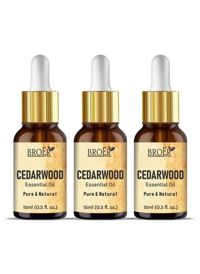 BROER Naturals Cedarwood Essential Oil | 100% Pure & Undiluted - Refreshing Essential Oil for Skin Care, Hair Care & Aromatherapy | Cruelty Free & Vegan - (pack of 3) 45ml - Image 1