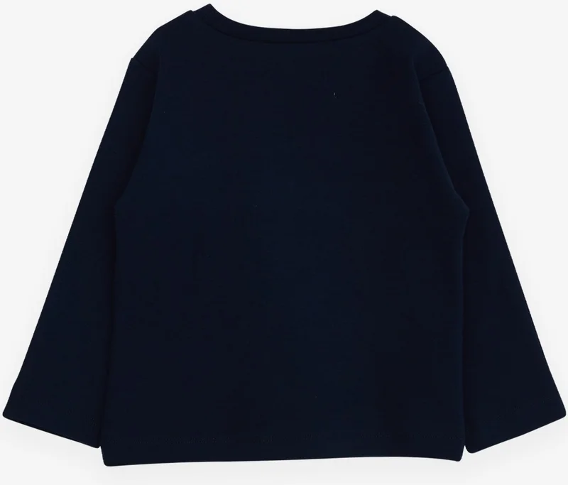 بريز Boy's Long Sleeve T-Shirt with Text Printing, Age 1-4, Navy Blue