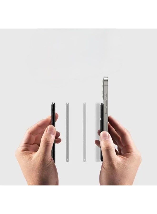سبايجن محفظة مغناطيسية للهاتف  مصنوعة من جلد PU، حافظة بطاقات متوافقة مع MagSafe لهواتف آيفون 17 / 16 / 15 / 14 / 13 / 12 بجميع الإصدارات (Pro / Pro Max / Plus / Mini) – لون أسود (SPG Black) - Image 3