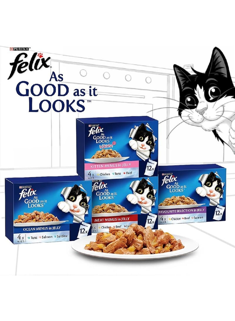 Felix Is Good It Look Double Delicious Wet Cat Food Set, 85g, 12-pack, Adult Seafood - Image 4