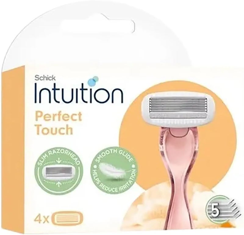 Intuition Schick Intuition Perfect Touch Razor for Women with 5 Ultra Thin Blades and Skin Protecting Gel - Refill Cartridges (4 Count) - Image 1