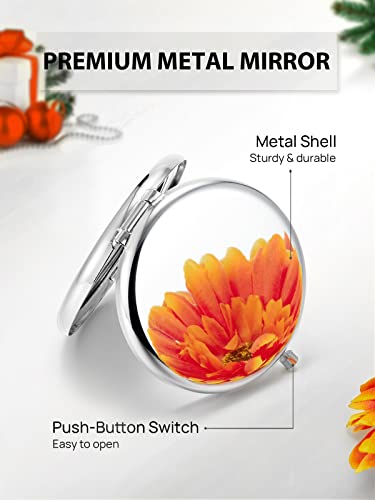 Getinbulk Compact Mirror for Purse, Double-Sided 1X/2X Magnifying Metal Pocket Makeup Mirrors(Round, Silver) - Image 5