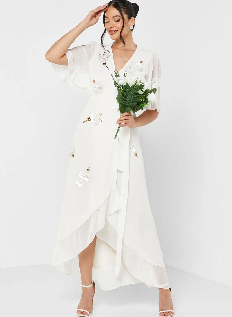 Hope & Ivy Embellished Ruffle Hem Dress