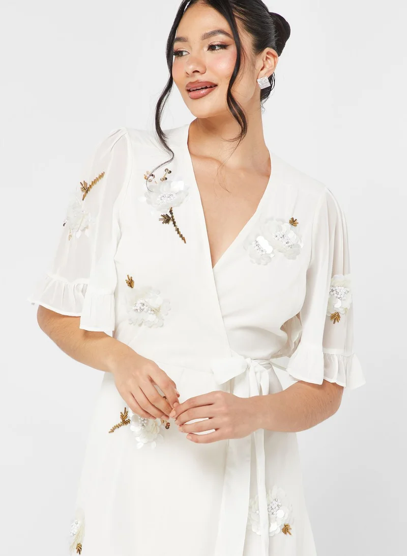 Hope & Ivy Embellished Ruffle Hem Dress