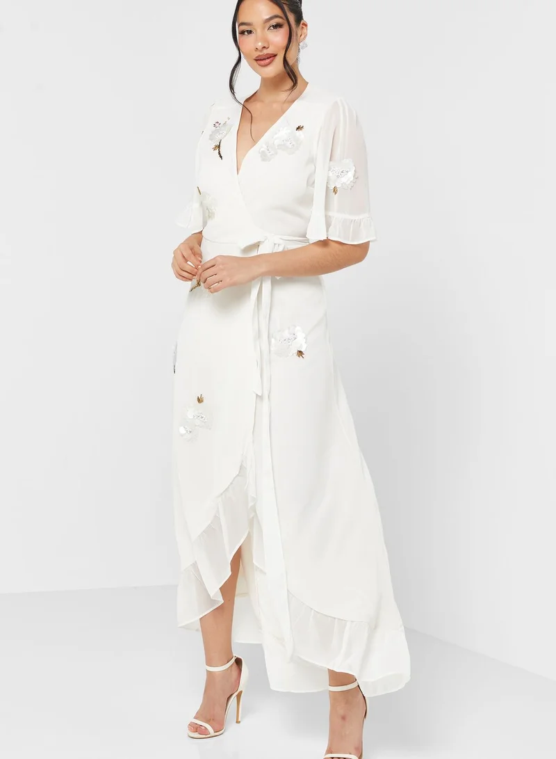 Hope & Ivy Embellished Ruffle Hem Dress