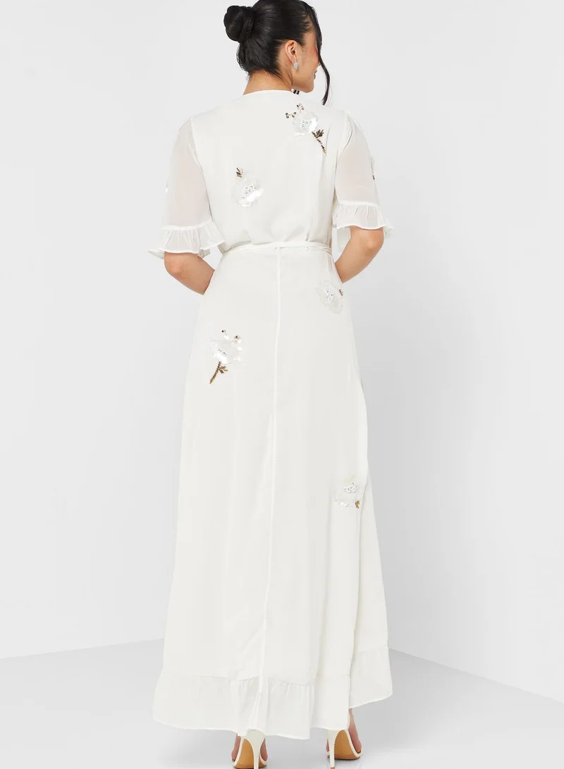 Hope & Ivy Embellished Ruffle Hem Dress