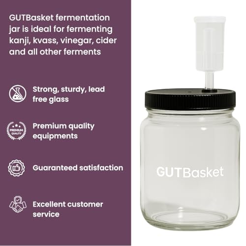 Gutbasket Fermenter 1 Liter Glass Fermentation Jar with Airlock and Lid | Ideal for Making Small Batches of Fermented Beverage at Home, Transparent - Image 4