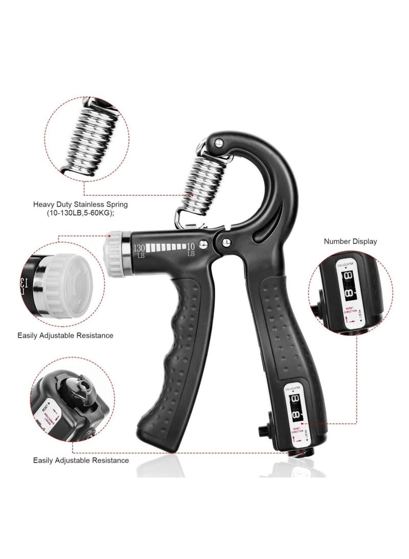 ROCK POW Hand Grip Strengthener 2 Pack Adjustable Resistance 10-130 lbs Forearm Exerciser，Grip Strength Trainer for Muscle Building and Injury Recovery for Athletes - Image 2